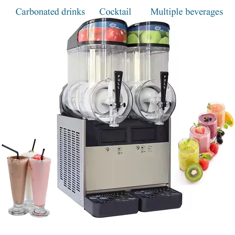 

Commercial Slushy Machine 12L x 2 Double Tank Electric Automatic Slush Maker Machine Frozen Drink Snow Melting Machine 950W