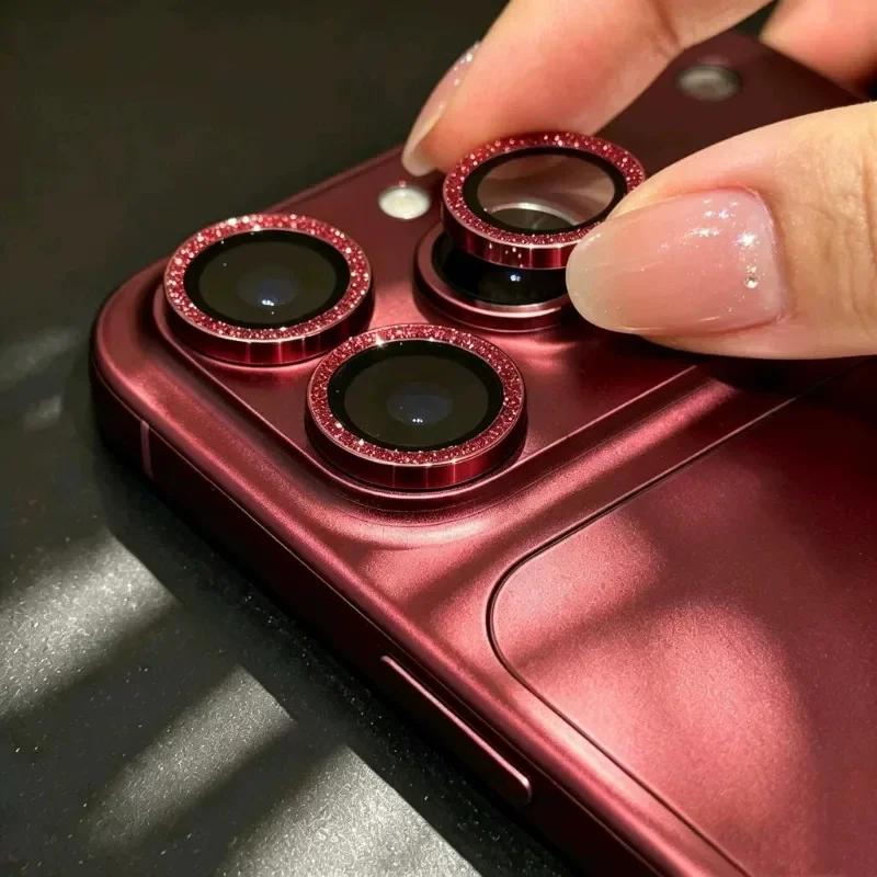 2-3Pcs Original Official Glitter Camera Len Protector For IPhone 18 17 16 15 Pro Max Duo Tempered Glass Metal Ring Covers