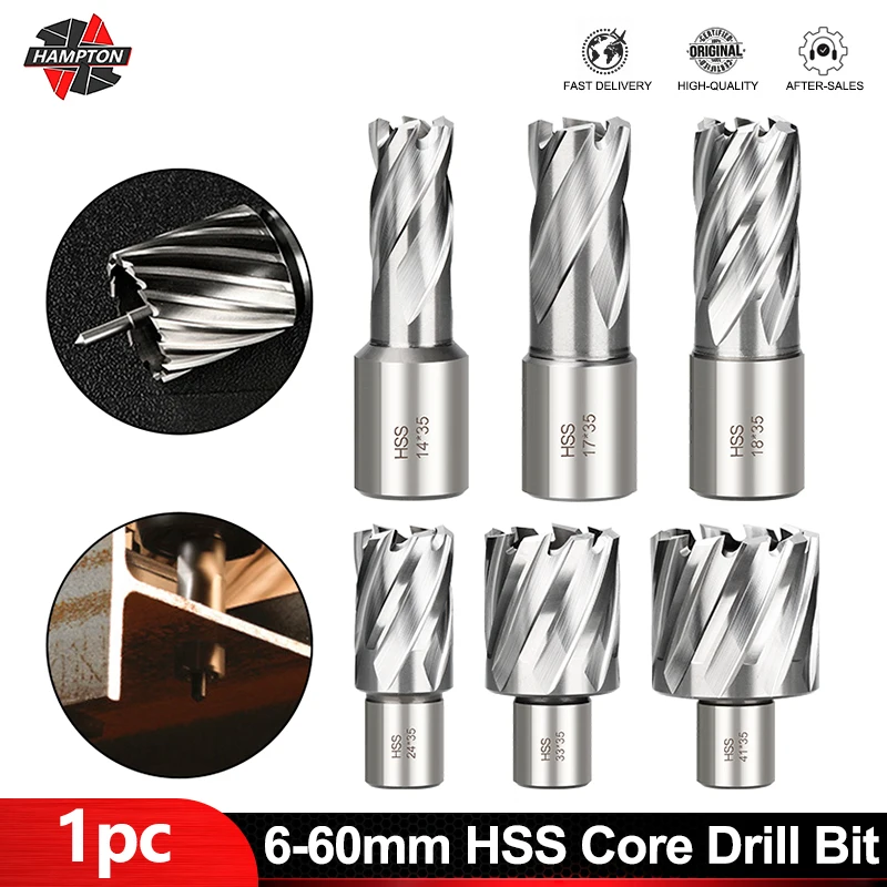 

1pc HSS Hole Cutter 6-60mm TIN&Blue Coated HSS Core Drill Bit Weldon Shank Hole Saw Hollow Drill Bit for Metal Drilling Tool