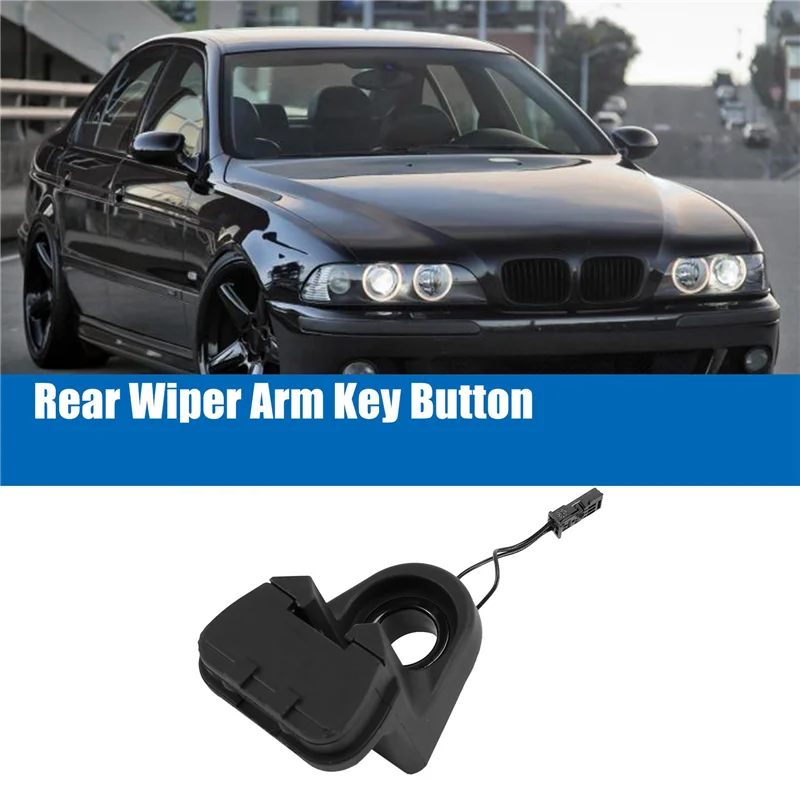 4X زر مفتاح ذراع الممسحة الخلفية للسيارة مع مفتاح صغير لسيارات BMW 5-Series E39 Wagon 1999-2003 61318363631