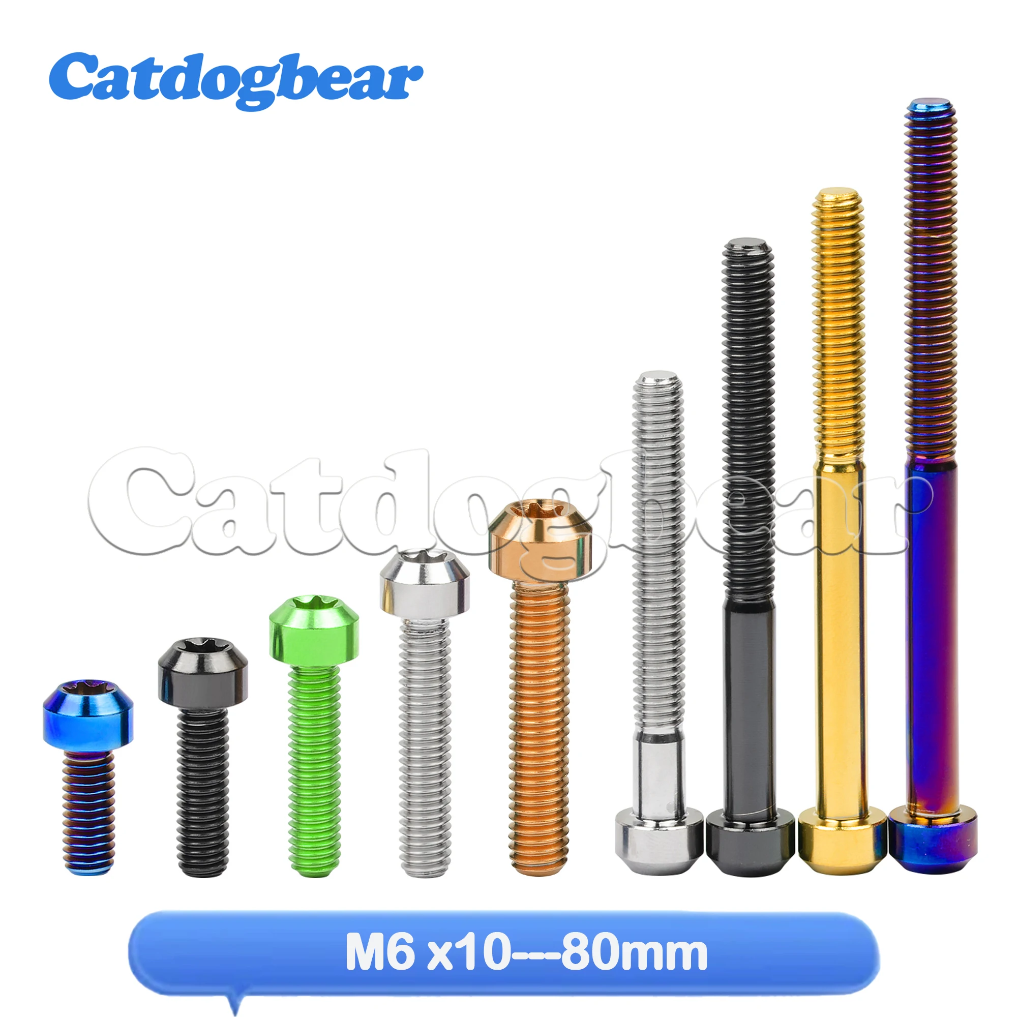 

Catdogbear Titanium Bolts M6x10 15 20 25 30 35 40 45 50 55 60 65 70 80mm Cylindrical Head Torx Socket Screws for Bicycle