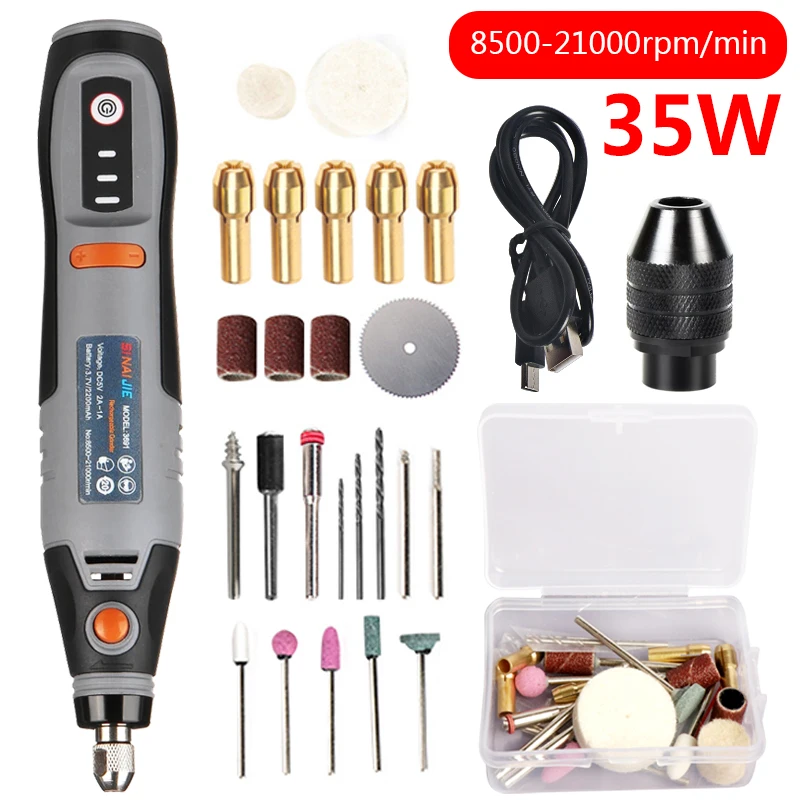 35W USB Engraving Tool 3 Speed Cordless Drill Rotary Tool Rechargeable Polishing Machine Mini Wireless Electric Drill