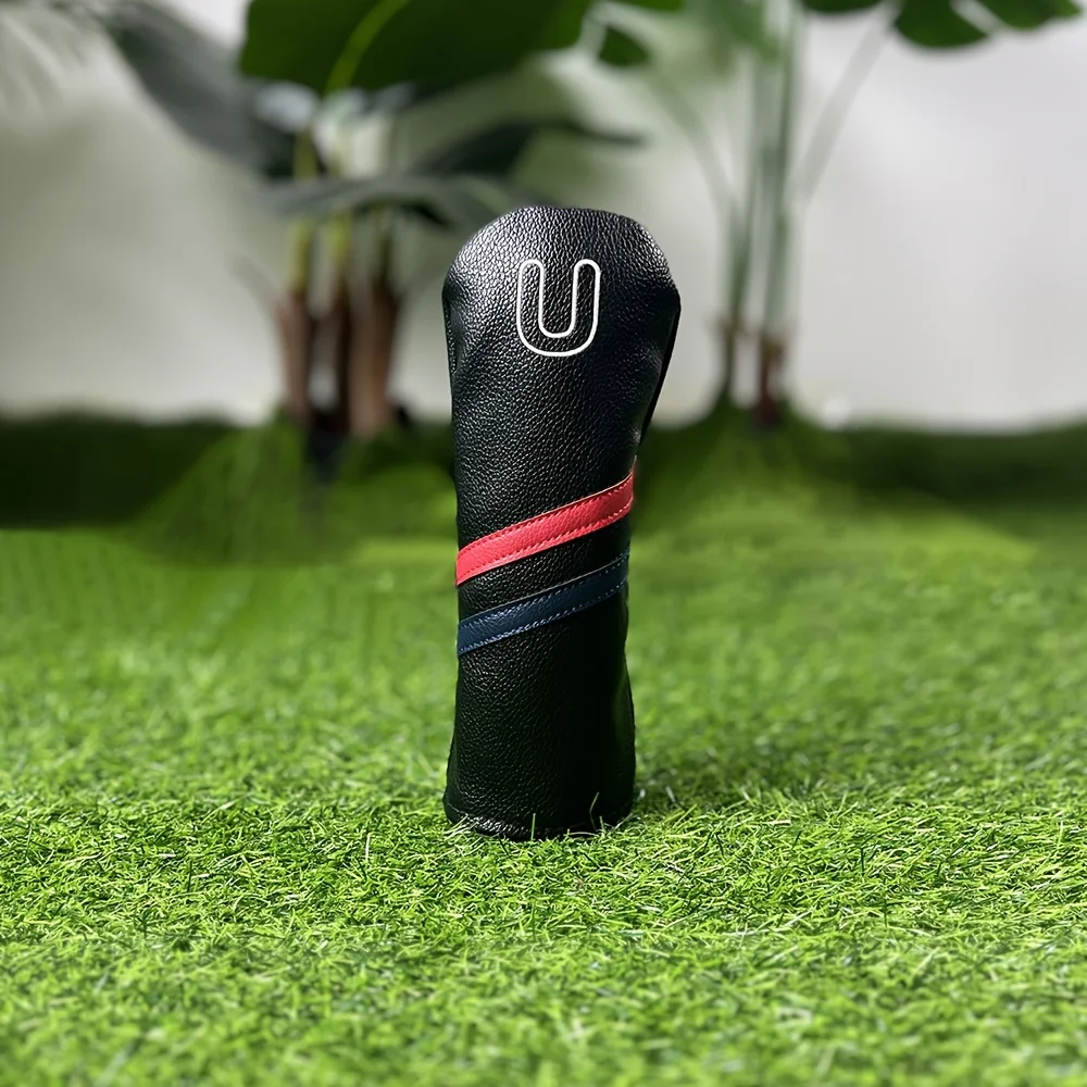 Golf head cover, golf club head cover, double slash, minimalist sports style, premium leather with digital label