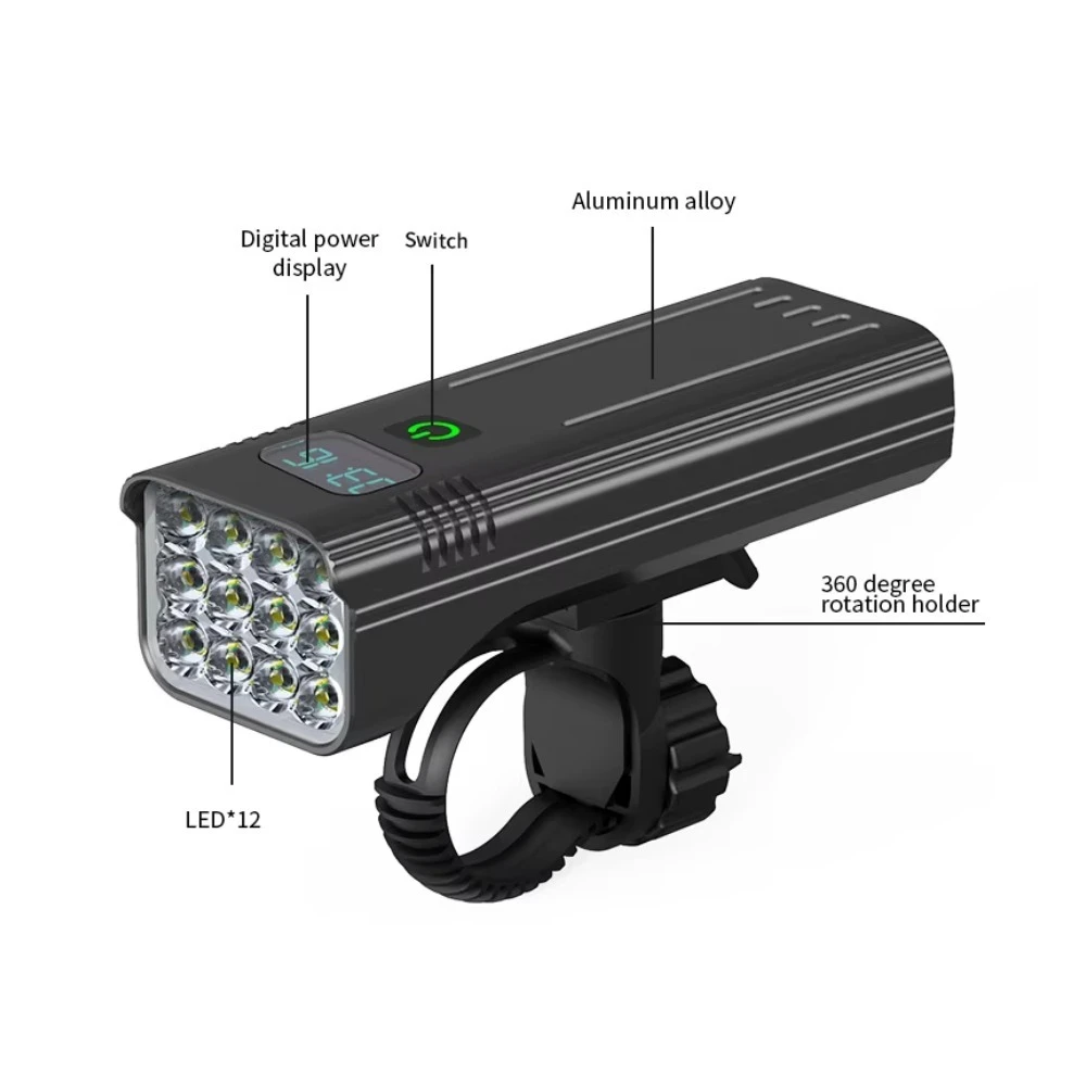 

10000 мАч велосипедный фонарь Type-C с зарядкой для горного велосипеда, 12 светодиодных ламп, налобный фонарь высокой яркости, фонарик, аксессуары для велоспорта