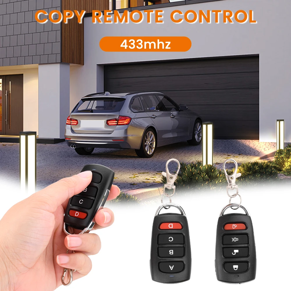 433MHz RF Wireless Remote Control 4 Keys Auto Copy Universal Smart Controller Cloning Electric gate Duplicator Key Garage Door
