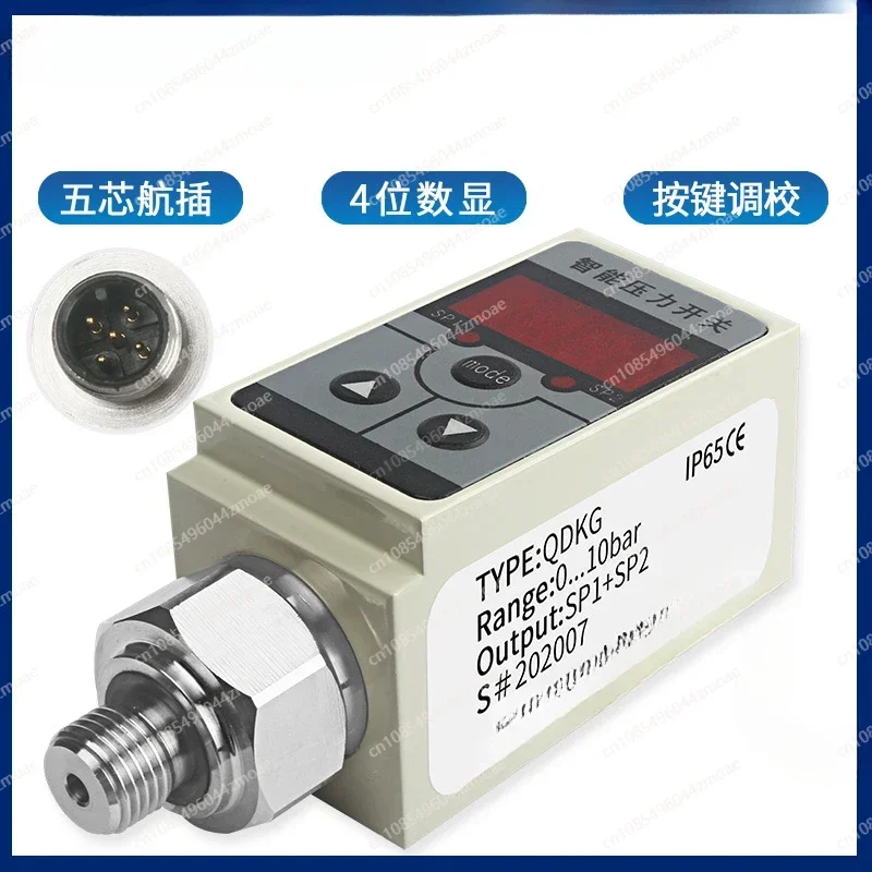 

Intelligent Pressure Switch Controller with Digital Display NPN Switch PNP Analog Output 4-20mA Pneumatic Hydraulic