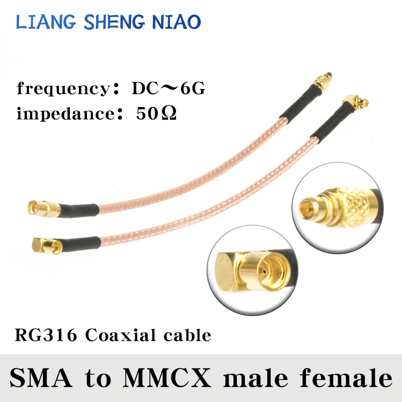 MMCX 암 잭 너트 벌크 헤드-SMA 수 플러그 커넥터, RF 동축 점퍼 피그테일 스트레이트 SMA-MMCX 케이블, RG316 케이블