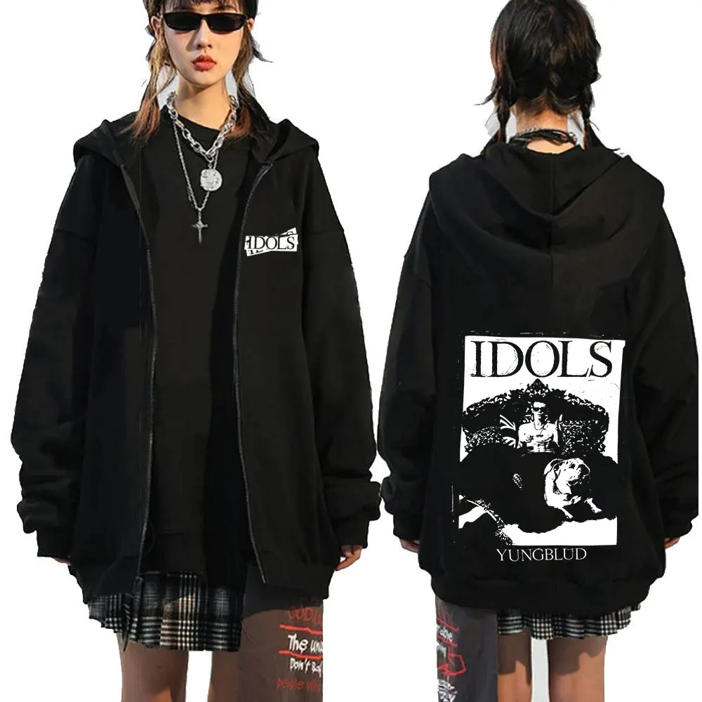 

Худи на молнии Yungblud IDOLS Album Tour 2026: Модные повседневные толстовки в стиле хип-хоп для мужчин и женщин, оверсайз куртки и пальто