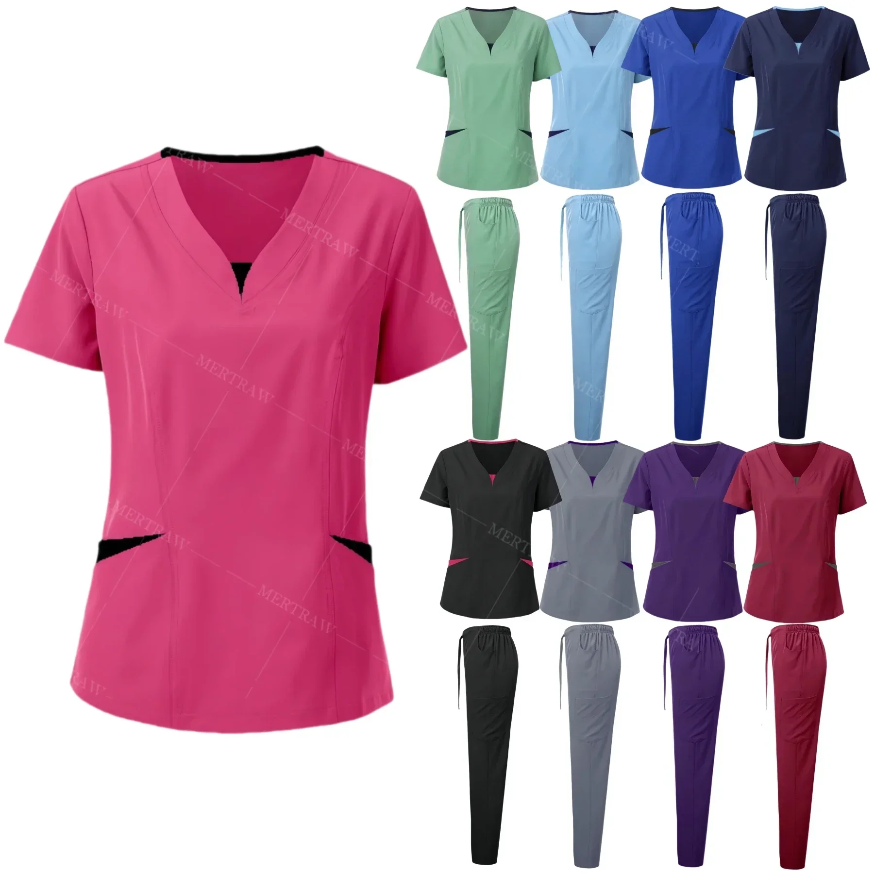 

NEW Scrubs Medical Uniforms Woman Short Sleeved Pharmacy Nurse Uniforms Hospital Doctor Workwear Surgical Set Nursing Uniforms