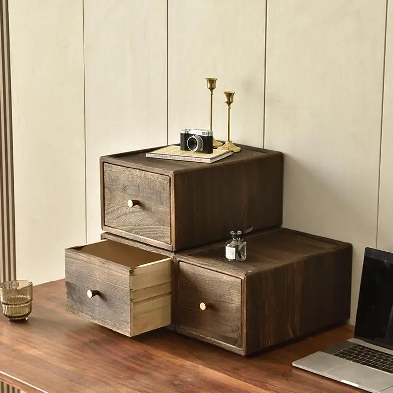 

Free combination desktop storage box solid wood drawer type multi-layer office desktop rack storage small cabinet