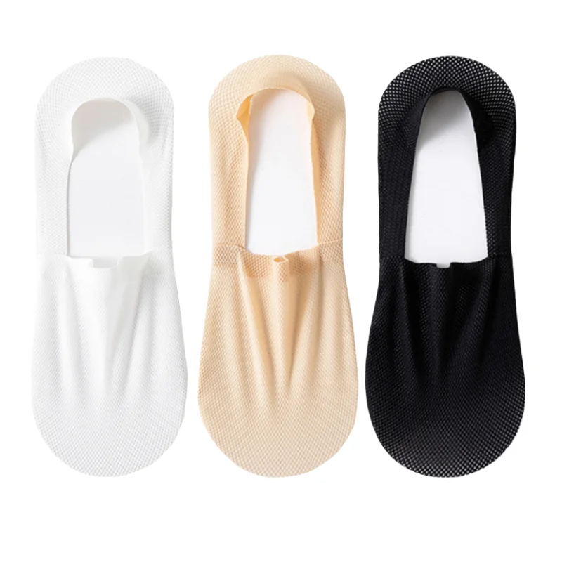 3Pairs Mannen Bootsokken Dunne Ademende Zachte Casual Zomer Onzichtbare Sok Hoge Kwaliteit Effen Kleur Siliconen Antislip Low cut Sox