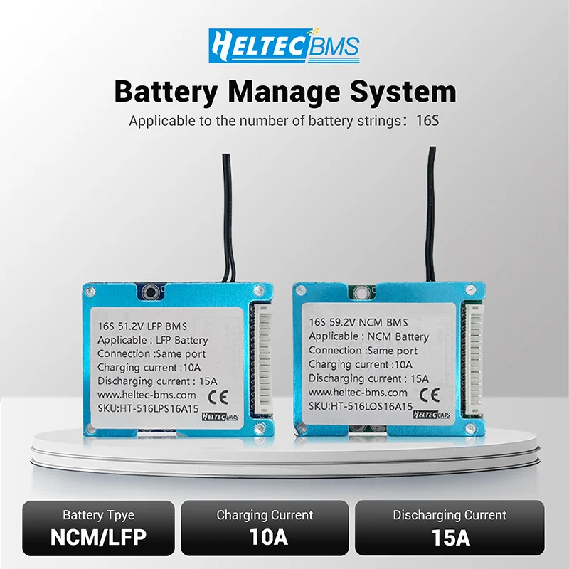 نظام إدارة البطارية Heltec BMS: توافق 16S NCM/LFP، شحن 10 أمبير وتفريغ 15 أمبير #2