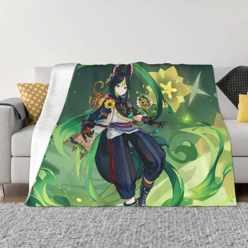 Tighnari Nahida Cyno Layla Nilou Dori Collei Genshin blow blanket flannel Anime throw blanket for home restaurant decoration