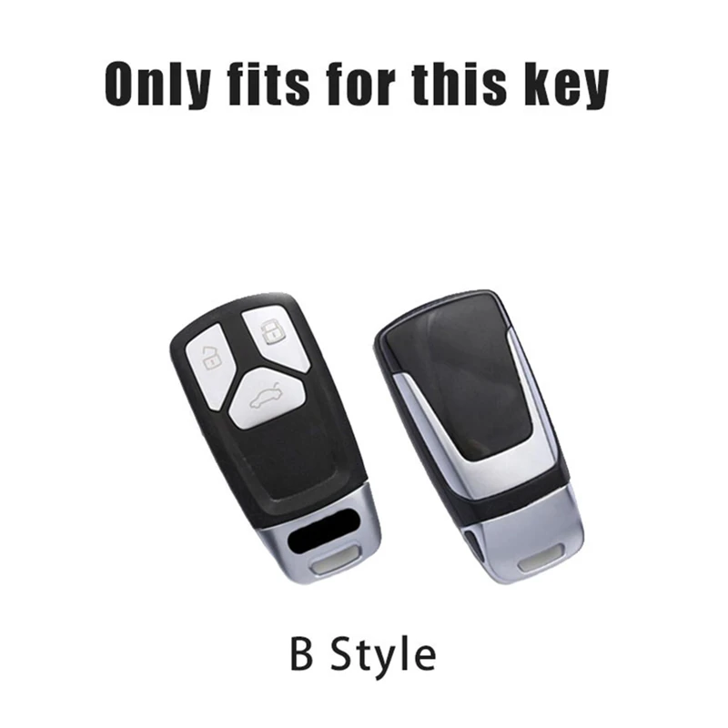 Zinc Alloy Leather Car Key Case Cover Bag Protector Shell For Audi Q5 SQ5 8R FY 2015 2022 2023 Keychain Keyless Auto Accessories