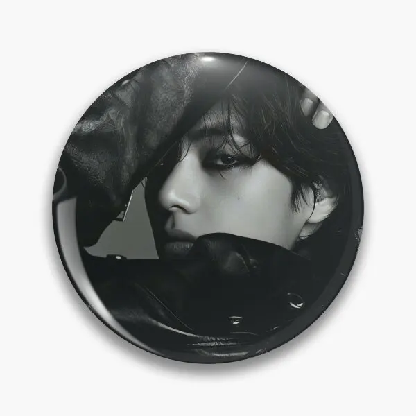 Taehyung Monochrome Layover  Soft Button Pin Cute Brooch Collar Women Badge Gift Decor Creative Fashion Metal Funny Lover Hat