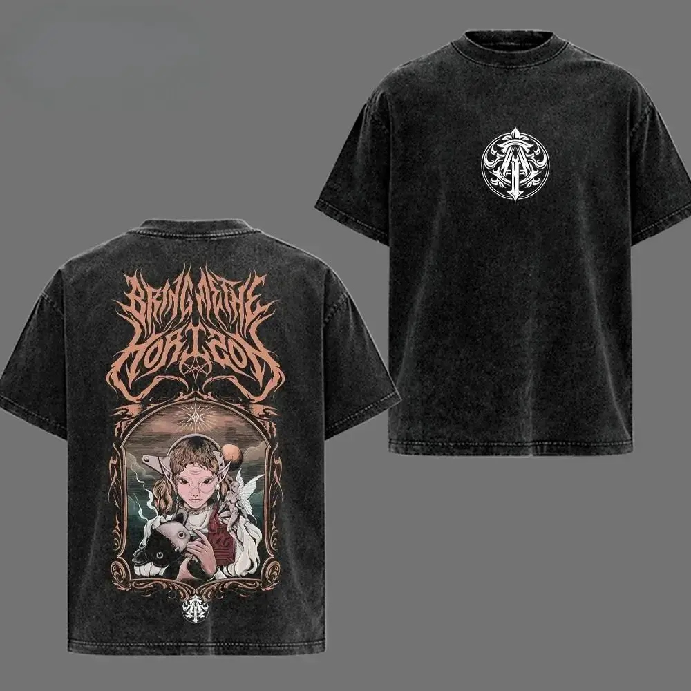 Rock-Punk-Kleidung BMTH Vintage Washed T-Shirt 2026 Bring Me The Horizon Tour T-Shirt Sommer Casual Baumwolle Kurzarm Unisex – Detail 4