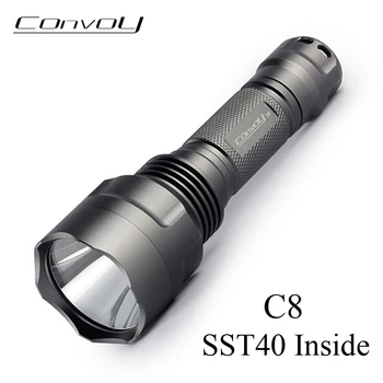 Convoy 손전등 SST40 Linterna LED 플래시 토치, 초강력 낚시 램프, 18650 전술 Latarka 캠핑 작업 조명, C8