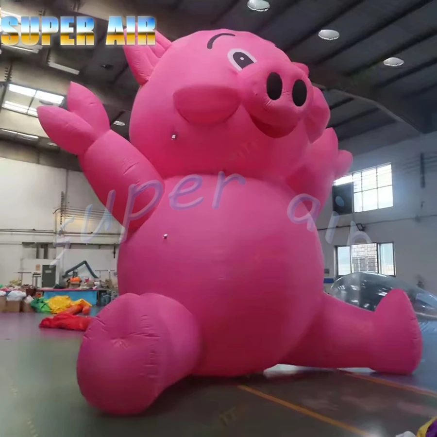 Modèle de cochon rose gonflable géant personnalisé, modèle de dessin animé gonflable pour enfants