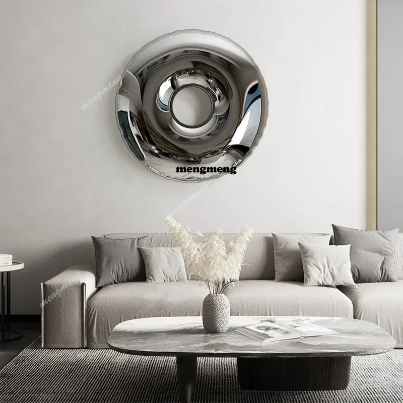 Stainless steel doughnut background wall art decoration for hotel lobbies, shops, living rooms, restaurants, foyers