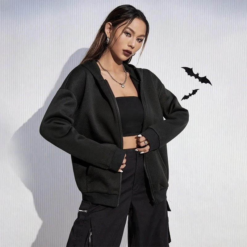 

2025 Women's Fall 2-Piece Retro Solid Color Zip Bomber Jacket Sweatshirt+High Waist Lace Up Women's Wide Leg Pants Street Wear
