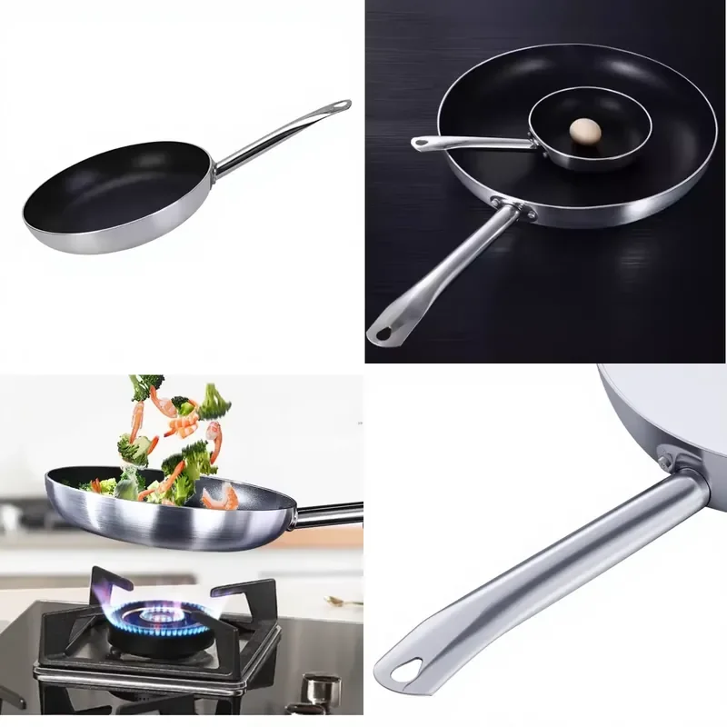 18-36cm Stainless Steel Handle Aluminum Frying Pan Set 10 Piece Nonstick Cookware for Frying Eggs Kitchen Pots and Pans