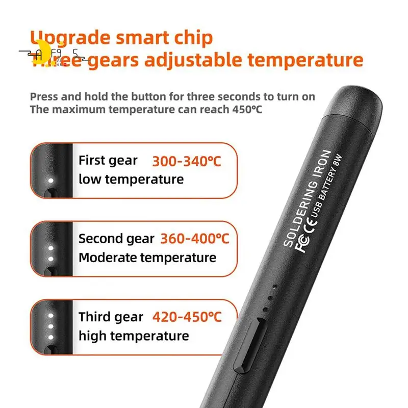 

AF95-USB перезаряжаемый портативный паяльник, 3 скорости, регулируемая температура, USB электрический утюг, мини-набор паяльников