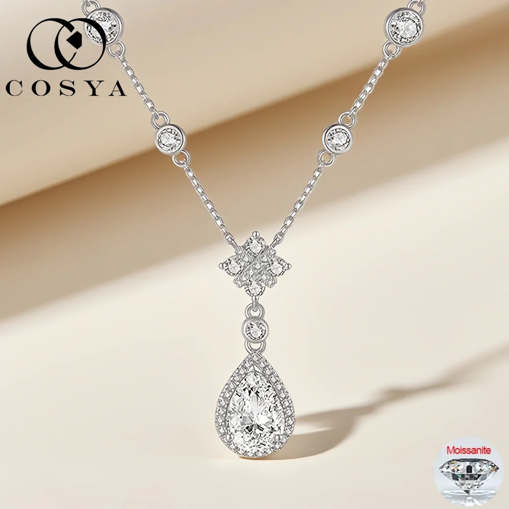 

COSYA GRA Certified Pear Cut Moissanite Necklace For Women D Color VVS1 S925 Silver 18K Gold Plated Aniversary Fine Jewelry Gift