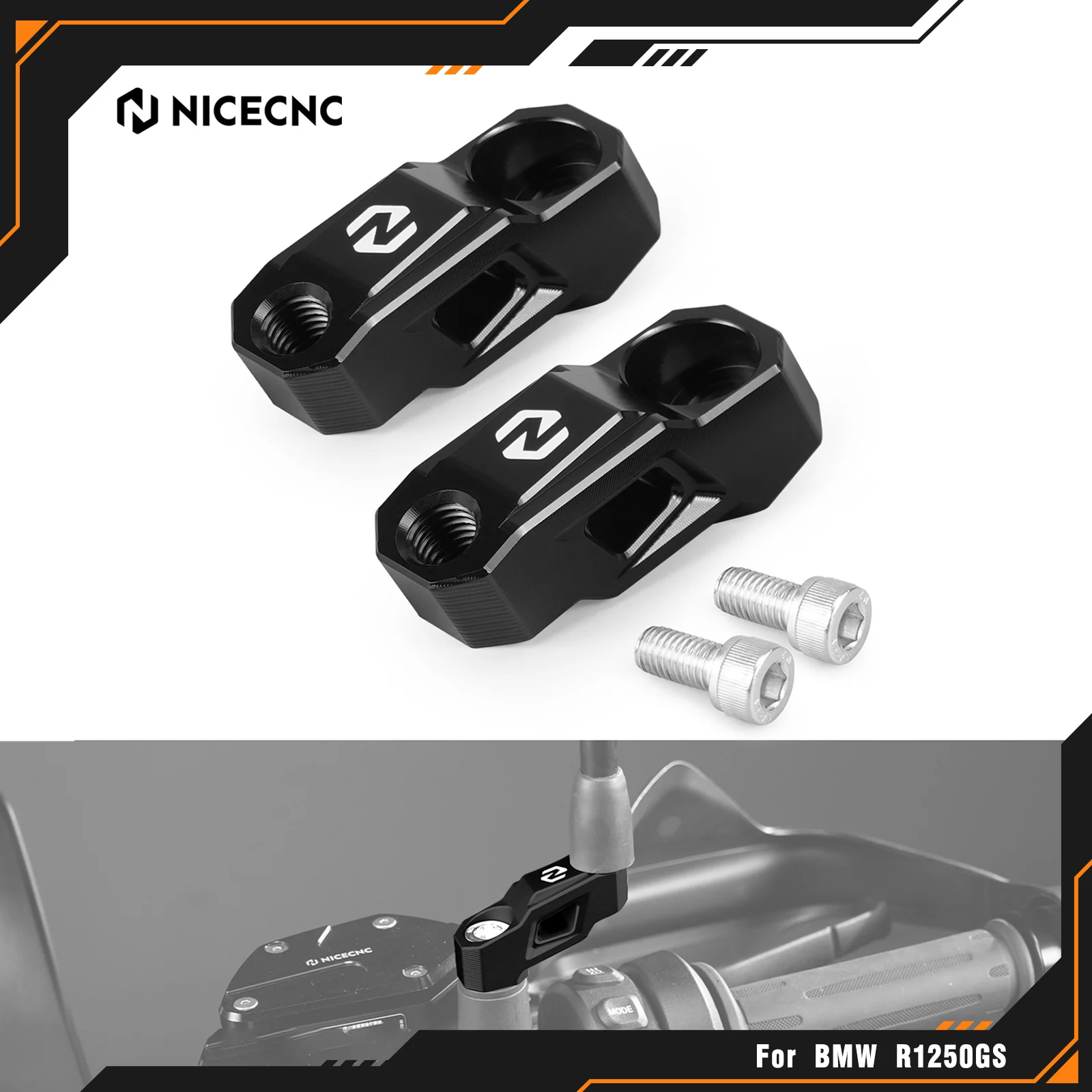 

For BMW R1200GS/R1200GS Adventure 2013-2018 2017 2016 Mirror Extender Riser R1250GS/R1250GS Adventure 2019-2023 2022 2021 2020