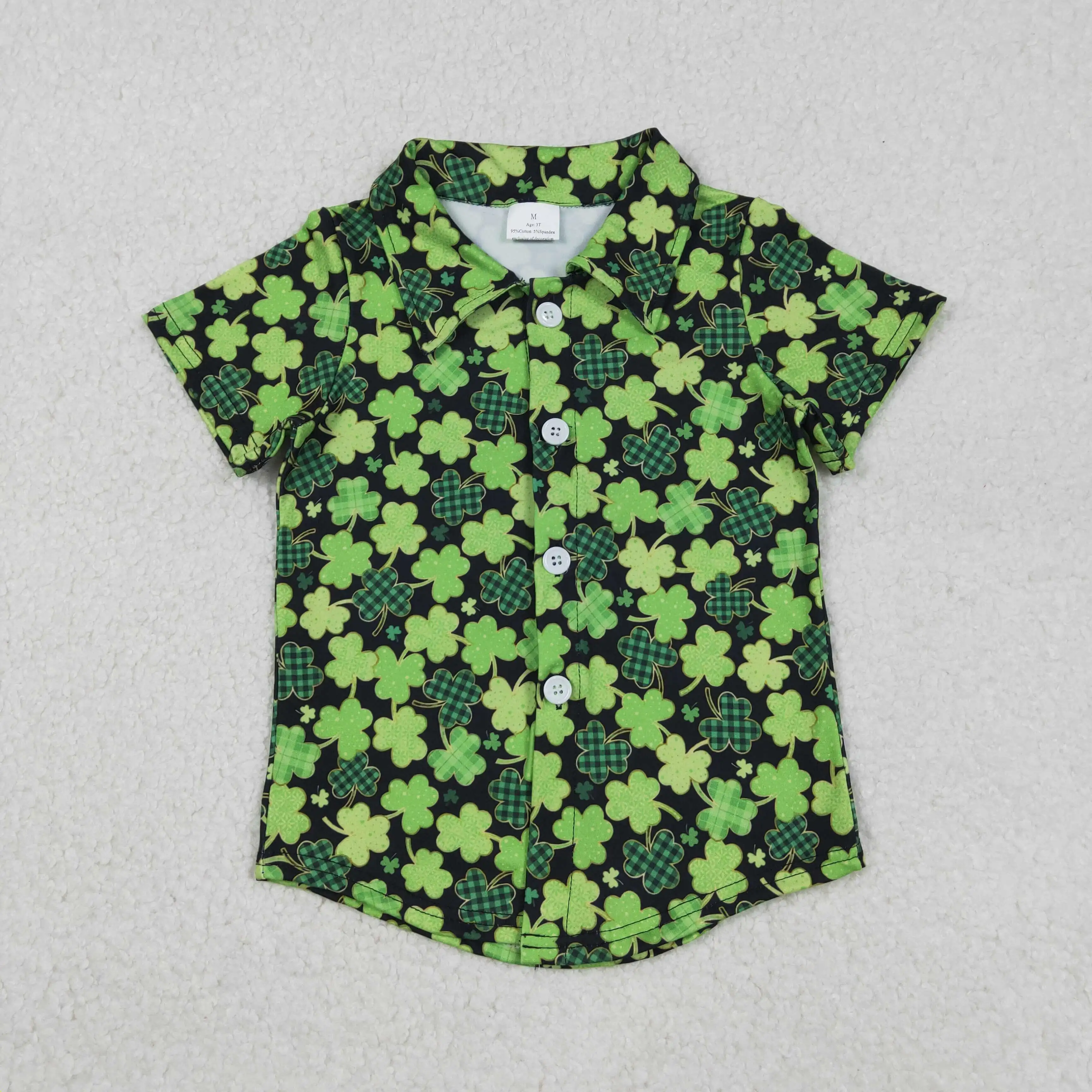 

z1205-12 BT1455 Wholesale Summer kids clothes boy green short sleeve top Boutique Children clothing