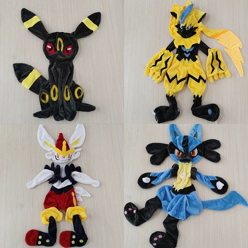 60/75cm Giant Pokemon Skin Eevee Plush Leather Case Umbreon Soft Stuffed Doll Cinderace Zeraora Lucario Dialga Toys for Children