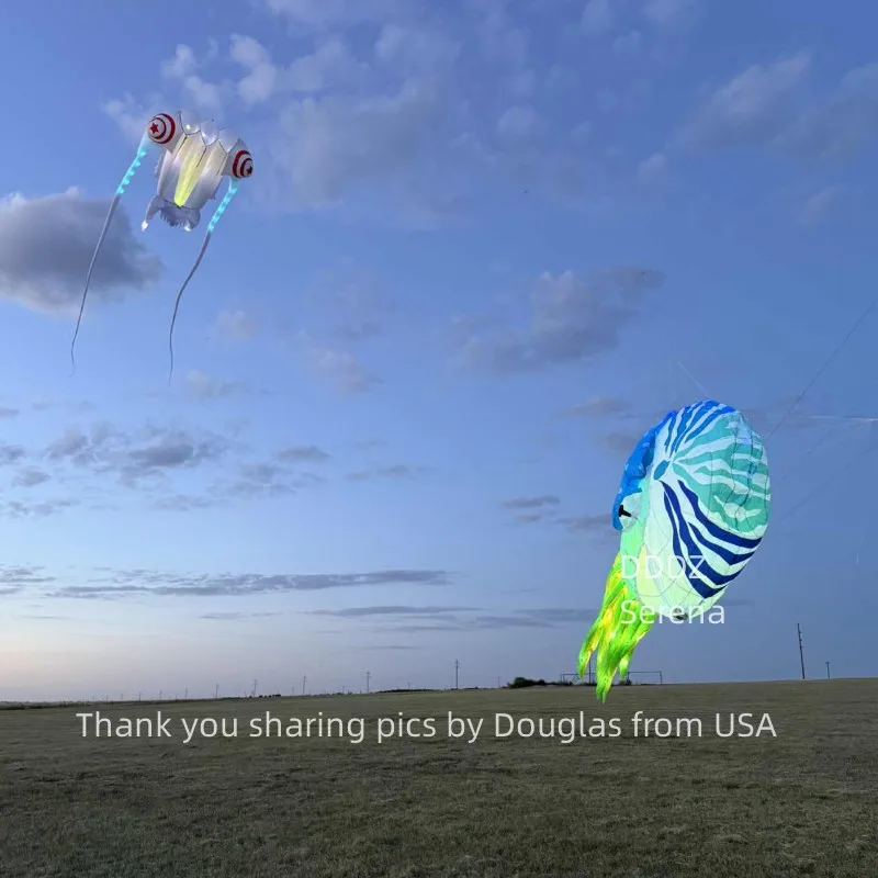 DDDZ LEDカタツムリノーチラスショー凧3Mリップストップナイロンラインランドリーペンダント大型ソフトインフレータブルナイトカイト昼夜兼用簡単飛行