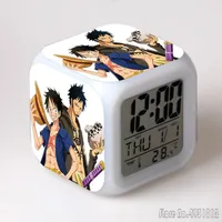 Anime peripheral One Piece Alarm Clock Creative Student 8x8x8cm LED Cube with Colorful Light Display Time Week Month