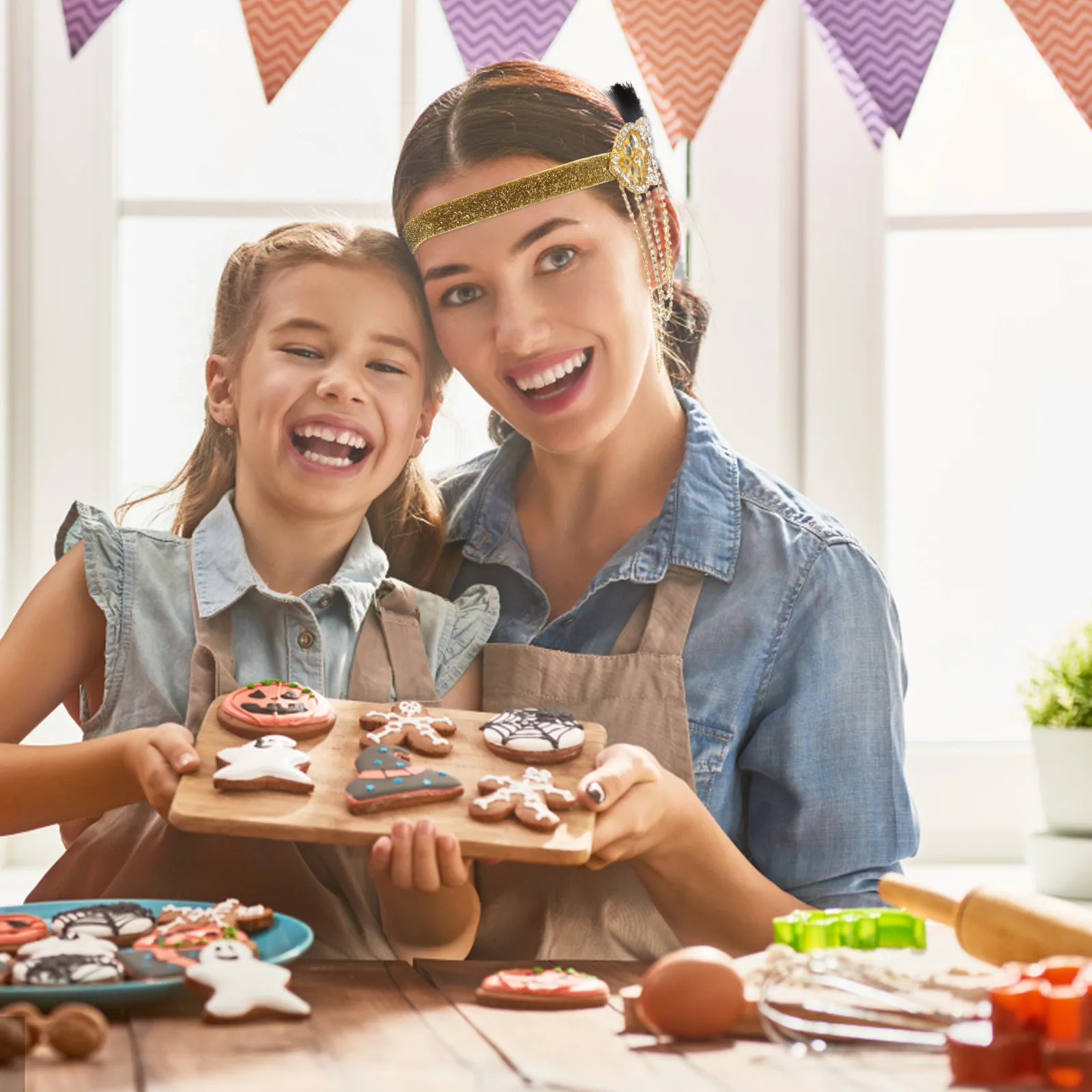 

Эластичная повязка на голову с кристаллами и стразами для женщин, для Хэллоуина, вечеринок и костюмов