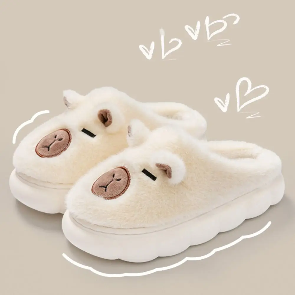 الشتاء كابيبارا نعال قماش رشاقته الدافئة المضادة للانزلاق الكرتون فروي النعال لطيف لينة دفئا المنزل أحذية قطنية داخلي #5