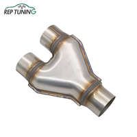 Dual Exhaust Tips Universal Car Exhuast Y Pipe Double Outlet Muffler Tip 409 Stainless Steel 3-Way Pipe Car Tail 51 57 63 76MM