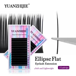 YUANZHIJIE Matte Ellipse Flat Eyelash 8-15 Mix Length C/D Curl 0.15 0.20 Thickness Split Tips Super Soft Natural Eyelash Extensi