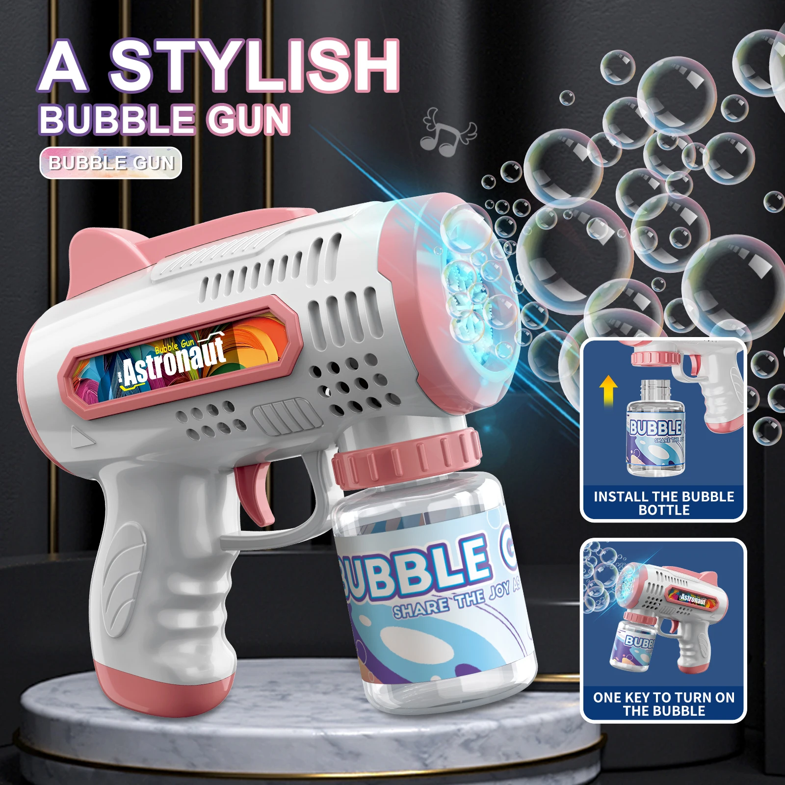 8 홀 휴대용 우주 비행사 버블 머신 자동 장난감 버블 건 야외 결혼식 이벤트 소품 생일 파티는 야외 와트를 선호합니다