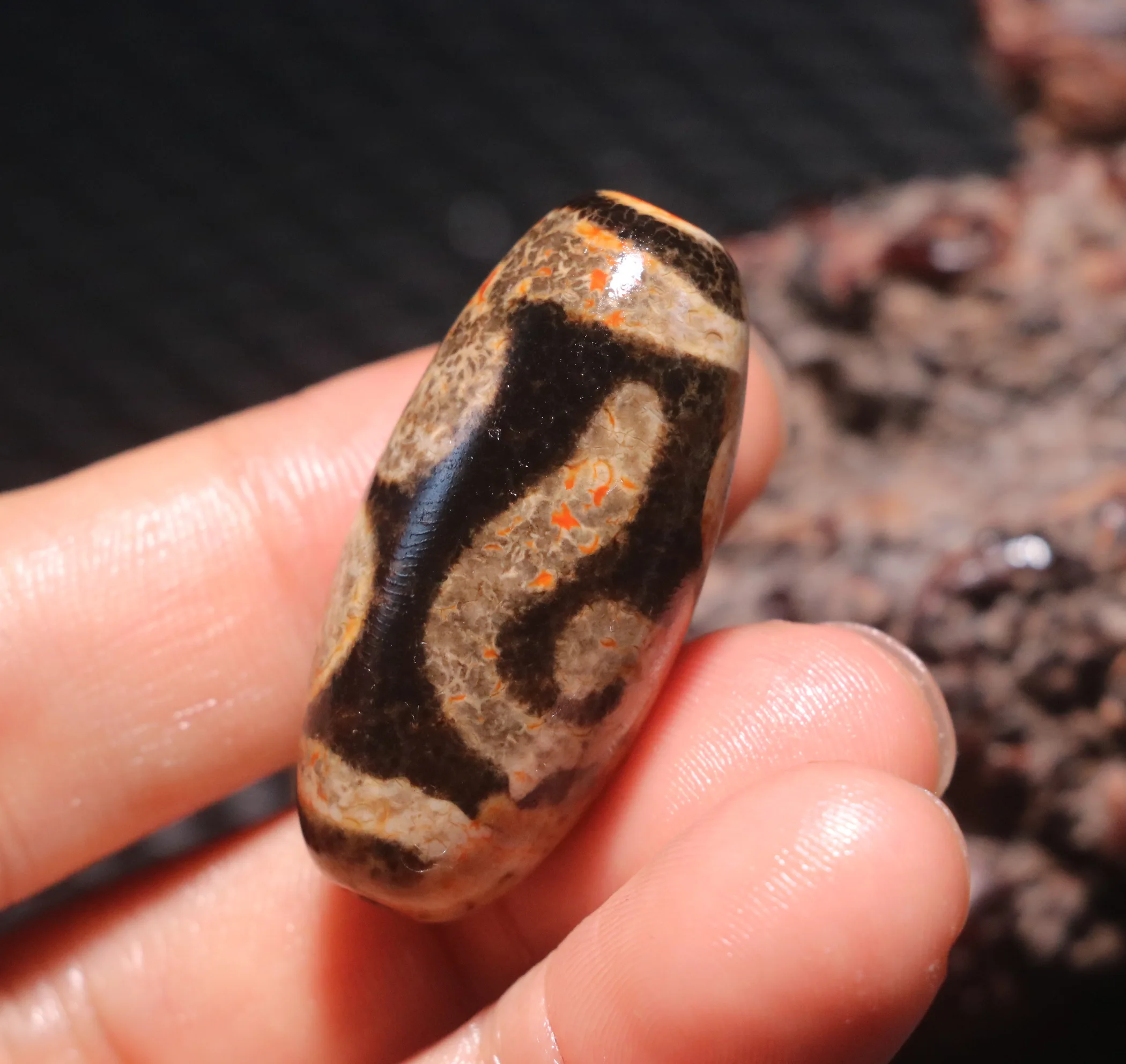 

Power Energy Tibetan old Agate 4 Rain Drop Eyed Faluo Triton Irregular Shape dZi Bead Amulet Pendant Amulet Treasure Jewelry