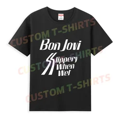 2024 Hot Sale Summer Cotton Bons Slippery When Wet Album Cover Jovi T Shirt Men Rock Band Concert Tour Merch Streetwear T-shirt