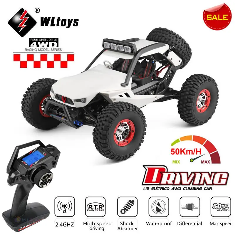 WLtoys WL 12429 1:12 4WD RC Auto da corsa ad alta velocità Off-Road Telecomando Lega Crawler Truck LED Light Buggy Toy Regalo per bambini RTF