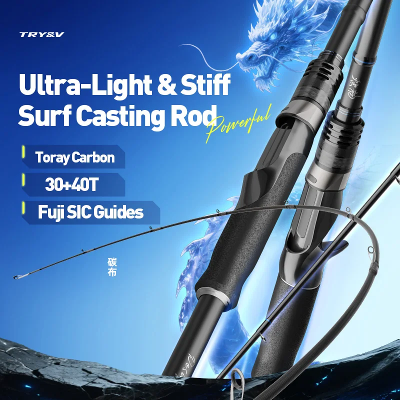 

TRY&V Aether Drake Super Light 30T+40T Carbon Fuji Guide Ring EVA Long Casting Sea Bass M MH Freshwater Saltwater Spinning Rod