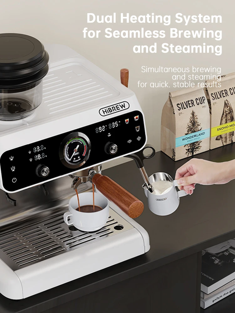ماكينة إسبريسو بغلاية مزدوجة مطورة من HiBREW مطحنة مدمجة مع 30 إعدادًا للحجم لمطعم الفندق والمقهى H7B