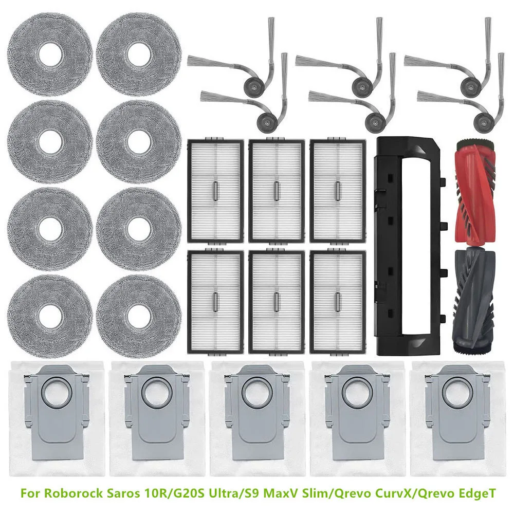 Für Roborock QrevoCurvX HEPA-Filter Hauptbürstenabdeckung Seitenbürste Mopp Pad Staubbeutel Für Roborock Saros 10R/S9 MaxV Slim/G20S Ultra