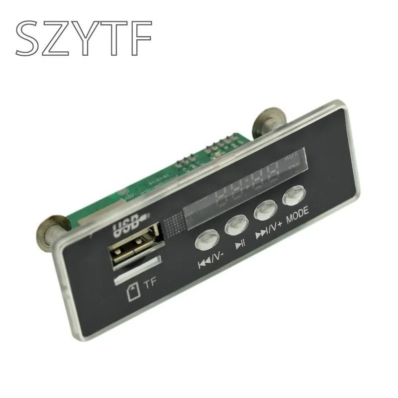 Mini 5-12V Blue Light MP3 Decoder Audio Decoding Board Time Display Support U-Disk TF Card USB FM AUX Decode