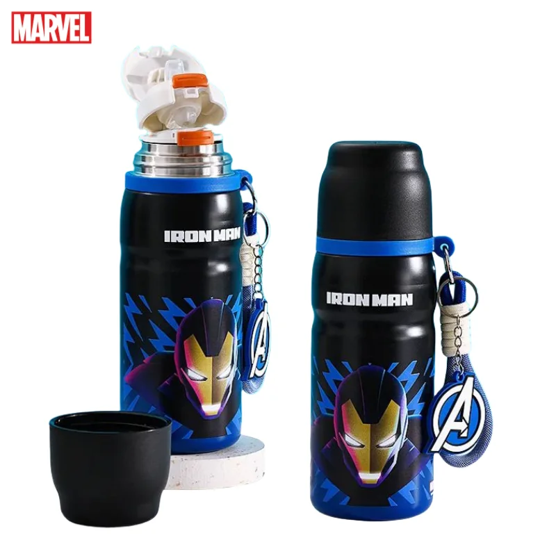 Marvel Spider-Man Iron Man cartoon children's thermos cup creative cool boy large-capacity straw kettle sports water cup gift