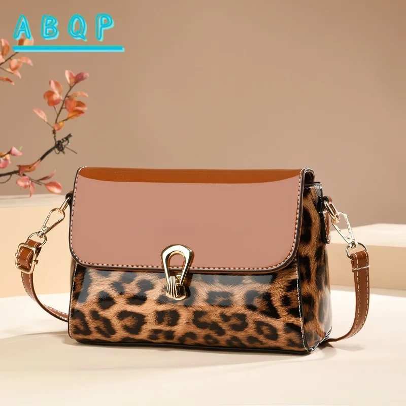 New Women's Shoulder Bag Luxury Brand Leopard Print Bright Leather Women's Handbag Large Capacity Fashion Casual Women's Bag