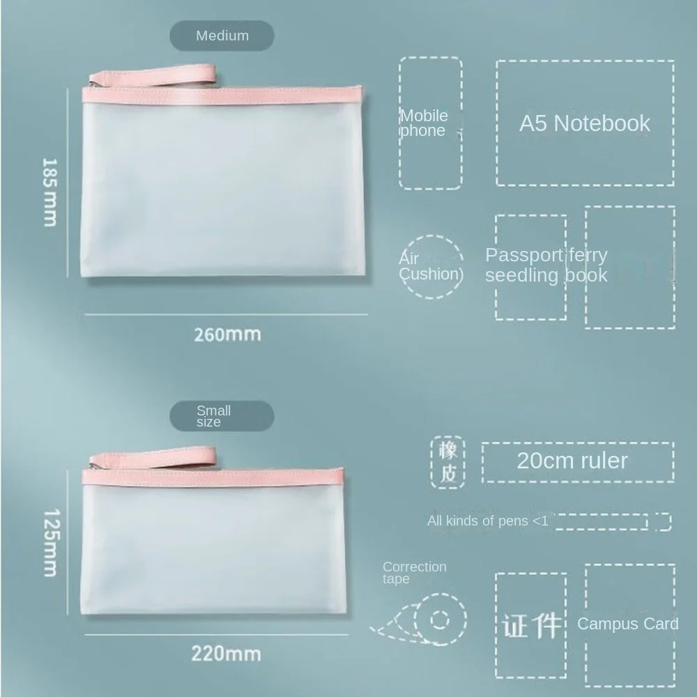 Transparent A4 File Bag Soft Zipper Envelope File Organizer Document Protector Data Storage Test Paper Organizer Students