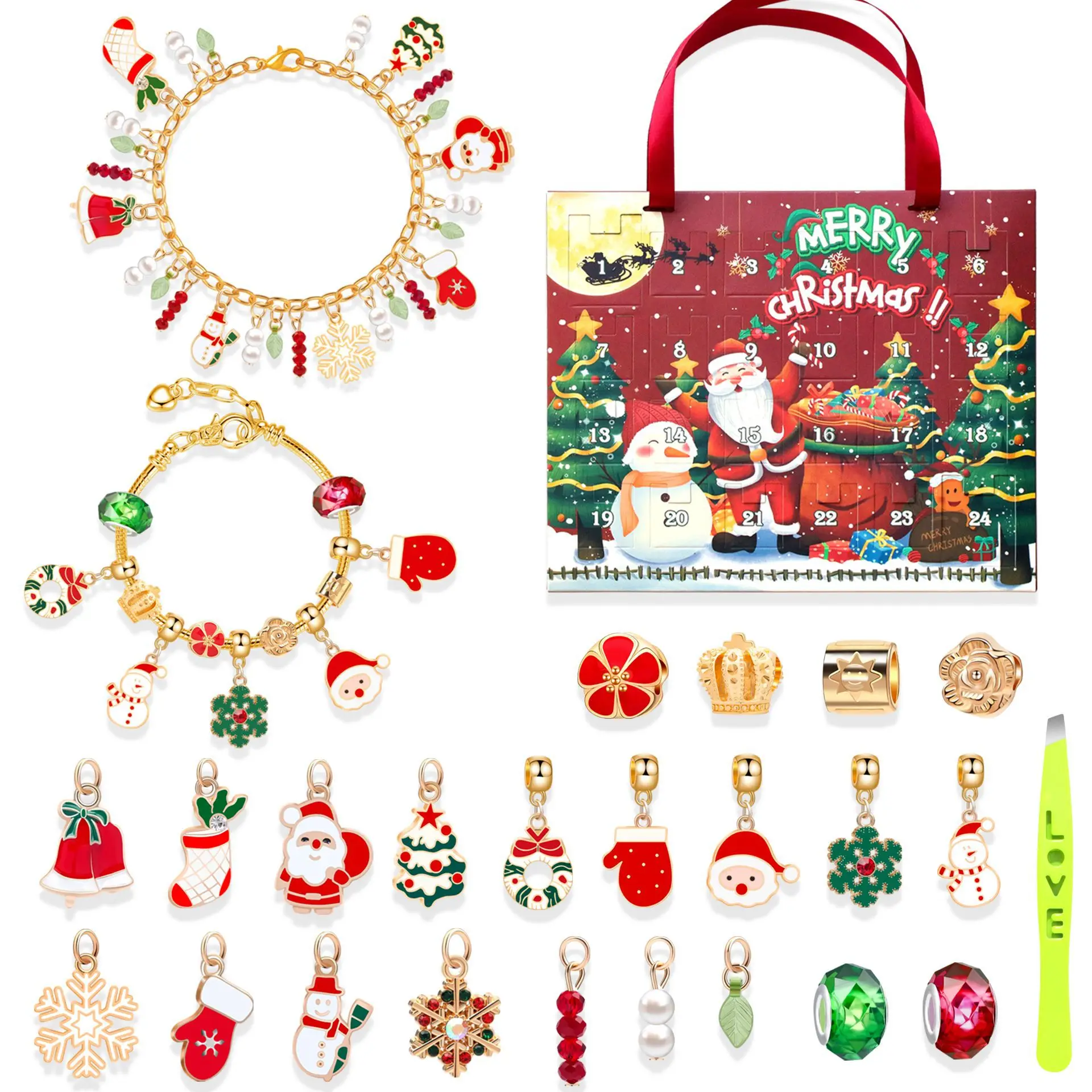 

Advent Calendar 2024 Christmas DIY Charm Bracelet Countdown To Christmas Unique Charm Jewelry Set Gifts For Kids Girls