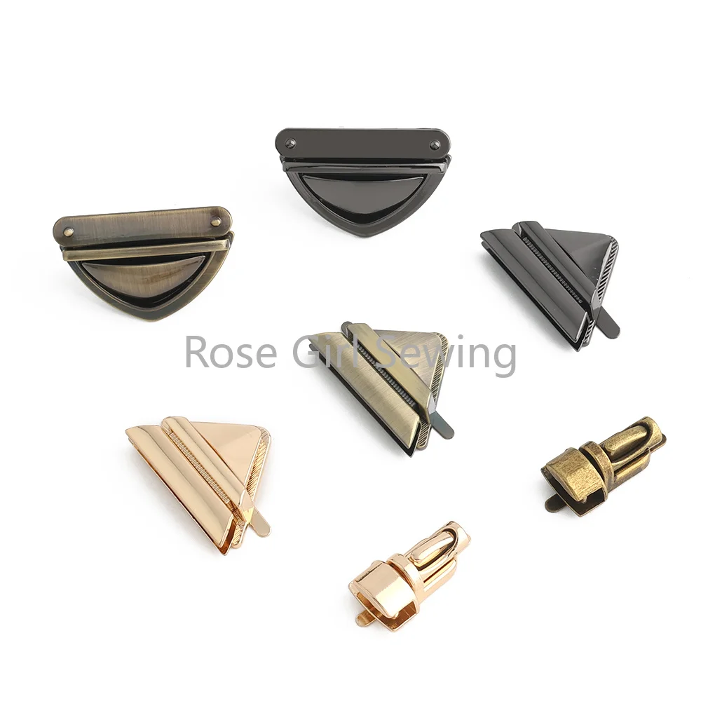 5/15/30PCS Triangle Rotating Press Lock Closure Catch Clasp Buckle For DIY Leather Handbags Bag Briefcase Luggage Accessories