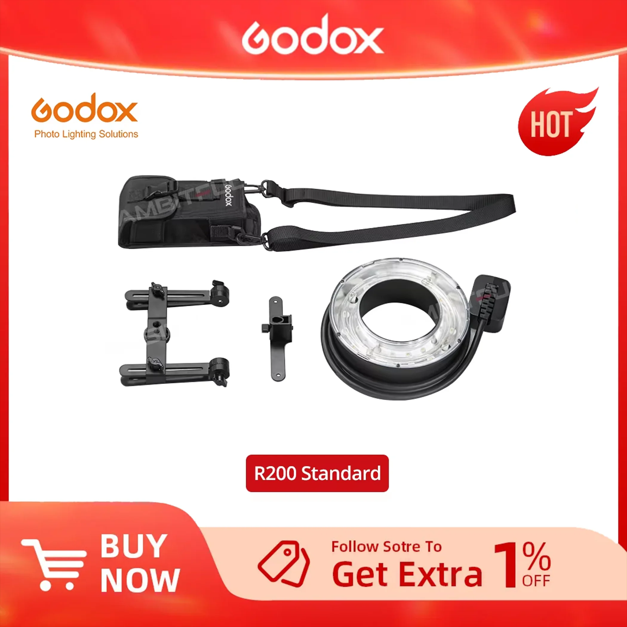 Godox R200 200W Lampu Cincin LED Kepala Lampu Flash Speedlite untuk Kamera Sony Canon Nikon Fuji Olympus Godox AD200 AD200Pro Flash